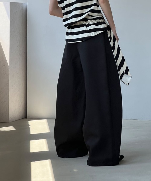 SP（エシュペー）チノクロスタックワイドパンツ　ブラック　サイズ1 SP エシュペー｜CHINO CLOTH DOUBLE TUCK TAPERED ホワイト