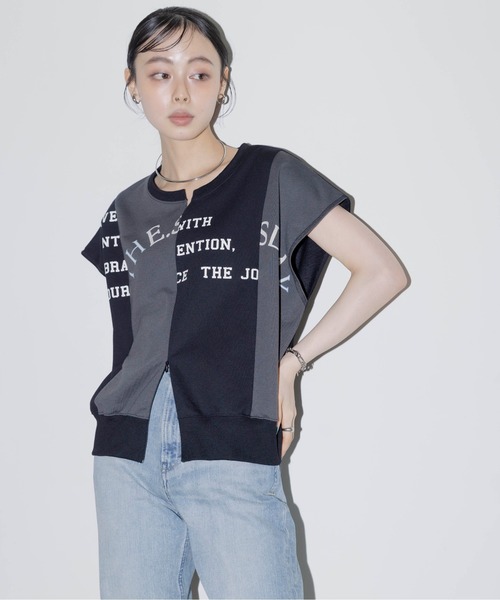 ★【新品】エイミーロウ バック配色リメイクTシャツ 今季新作！ダークグレー★ バック配色リメイクTシャツ Eimee Law│Eimee Law & LHELBIE