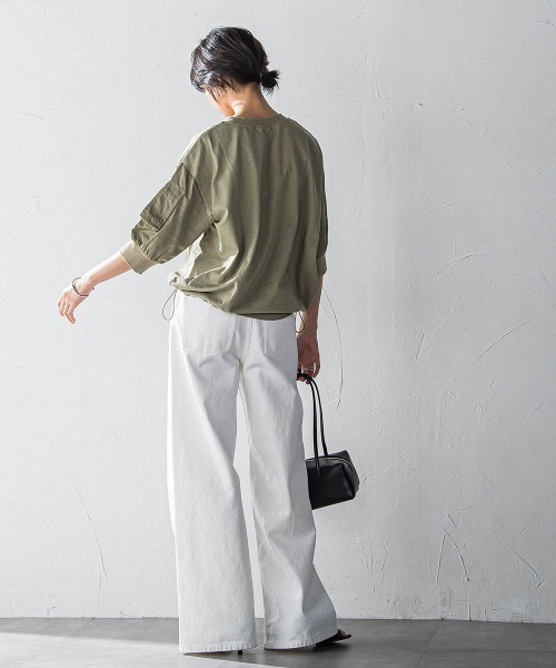 MAYSON GREY（メイソングレイ）の「【WEB限定】ワークポケット付きドッキングプルオーバー≪洗濯機で洗える≫（Tシャツ/カットソー・レディース・ブラック/カーキ/オフホワイト/チャコールグレー・M）」の18枚目の写真