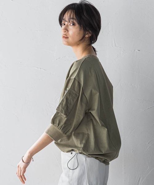MAYSON GREY（メイソングレイ）の「【WEB限定】ワークポケット付きドッキングプルオーバー≪洗濯機で洗える≫（Tシャツ/カットソー・レディース・ブラック/カーキ/オフホワイト/チャコールグレー・M）」の12枚目の写真