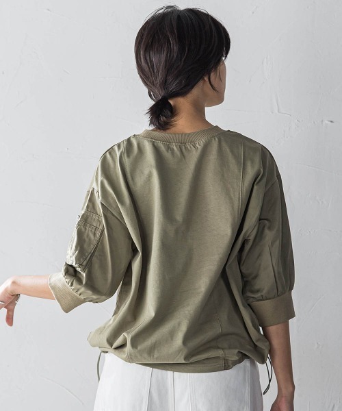MAYSON GREY（メイソングレイ）の「【WEB限定】ワークポケット付きドッキングプルオーバー≪洗濯機で洗える≫（Tシャツ/カットソー・レディース・ブラック/カーキ/オフホワイト/チャコールグレー・M）」の13枚目の写真