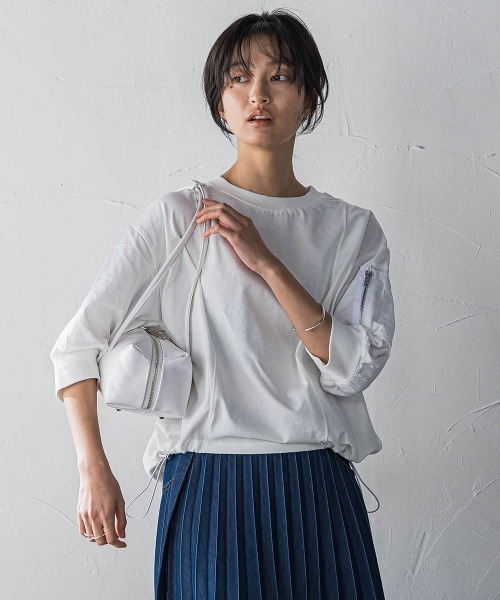 MAYSON GREY（メイソングレイ）の「【WEB限定】ワークポケット付きドッキングプルオーバー≪洗濯機で洗える≫（Tシャツ/カットソー・レディース・ブラック/カーキ/オフホワイト/チャコールグレー・M）」の20枚目の写真