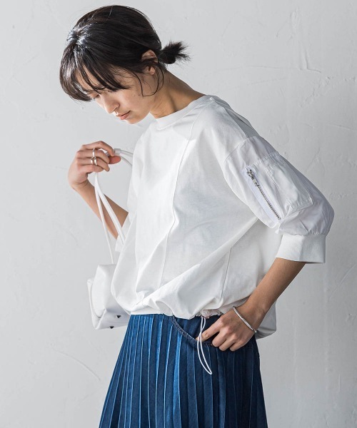 MAYSON GREY（メイソングレイ）の「【WEB限定】ワークポケット付きドッキングプルオーバー≪洗濯機で洗える≫（Tシャツ/カットソー・レディース・ブラック/カーキ/オフホワイト/チャコールグレー・M）」の21枚目の写真