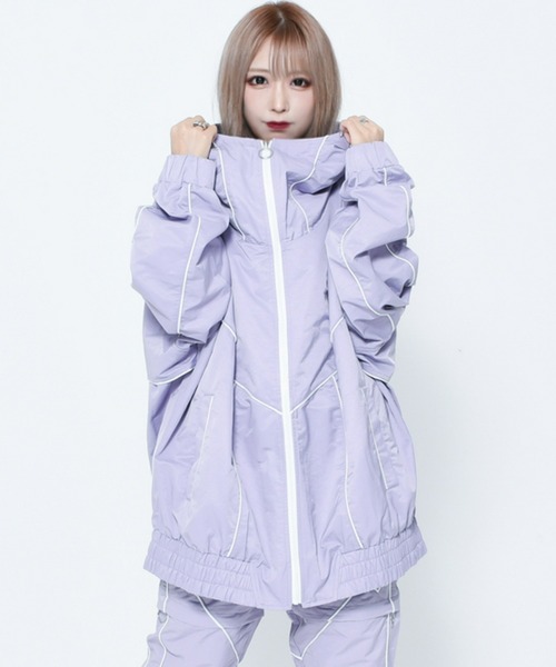 REFLEM ジップアップ アウター ホワイト/水色 REFLEM ジップアップ アウター ホワイト/水色