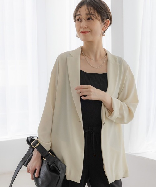 Elura（エルーラ）の「サラサラリラクシージャケット/321604（その他アウター・レディース・オフホワイト/ネイビー/ブラック/ダークブラウン/ホワイト・FREE）」の3枚目の写真