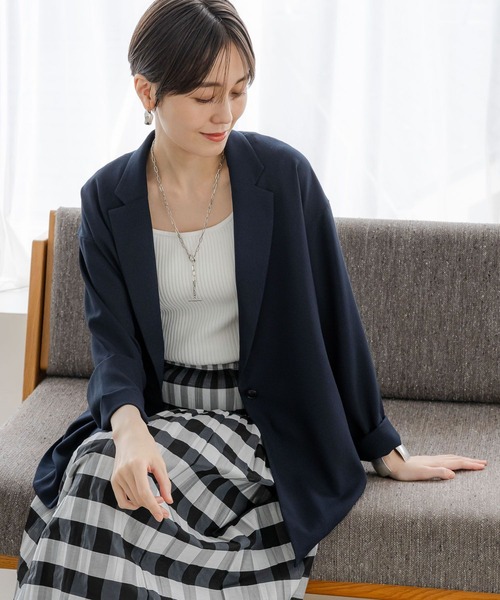 Elura（エルーラ）の「サラサラリラクシージャケット/321604（その他アウター・レディース・オフホワイト/ネイビー/ブラック/ダークブラウン/ホワイト・FREE）」の7枚目の写真