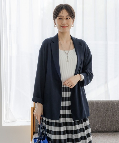 Elura（エルーラ）の「サラサラリラクシージャケット/321604（その他アウター・レディース・オフホワイト/ネイビー/ブラック/ダークブラウン/ホワイト・FREE）」の8枚目の写真