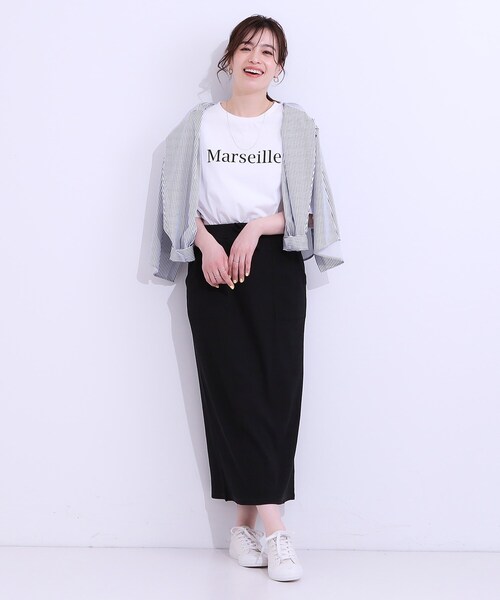 Cutie Blonde(キューティーブロンド)の「【S-LL】ウエストゴムで楽ちん カットリブナロースカート(スカート・レディース・ブラック/グリーン/ダークブラウン/オレンジ・01/02/03/04)」の7枚目の写真