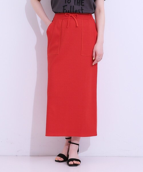 Cutie Blonde(キューティーブロンド)の「【S-LL】ウエストゴムで楽ちん カットリブナロースカート(スカート・レディース・ブラック/グリーン/ダークブラウン/オレンジ・01/02/03/04)」の13枚目の写真