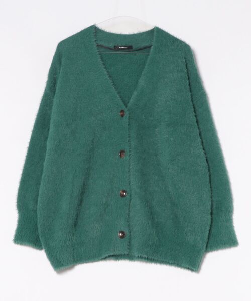 INTERPLANET（インタープラネット）の「フェザーヤーンＶネックカーディガン（カーディガン/ボレロ・レディース・オレンジ/グレイッシュベージュ/チャコールグレー/グリーン・FREE）」の7枚目の写真