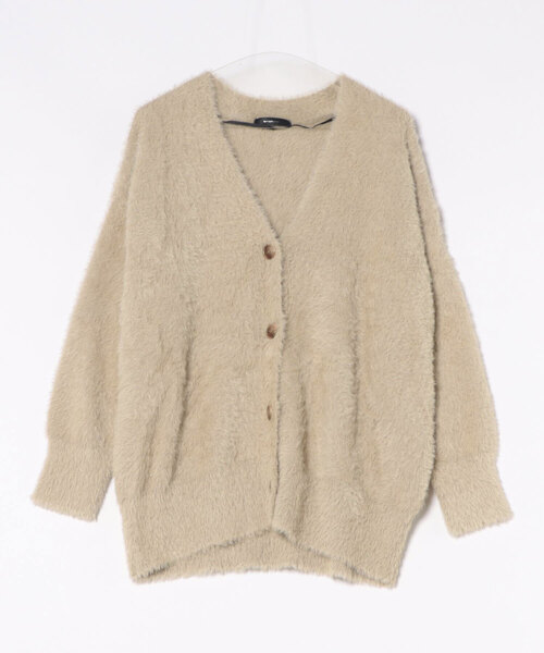 INTERPLANET（インタープラネット）の「フェザーヤーンＶネックカーディガン（カーディガン/ボレロ・レディース・オレンジ/グレイッシュベージュ/チャコールグレー/グリーン・FREE）」の6枚目の写真