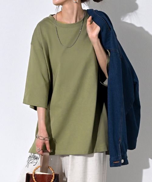 HUG.U(ハグユー)の「快適ドライ UVカットTシャツ(Tシャツ/カットソー・レディース・ホワイト/ダークグレー/モカ/オリーブ/ライトブルー/ブラック・FREE)」の5枚目の写真