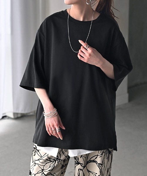 HUG.U(ハグユー)の「快適ドライ UVカットTシャツ(Tシャツ/カットソー・レディース・ホワイト/ダークグレー/モカ/オリーブ/ライトブルー/ブラック・FREE)」の7枚目の写真