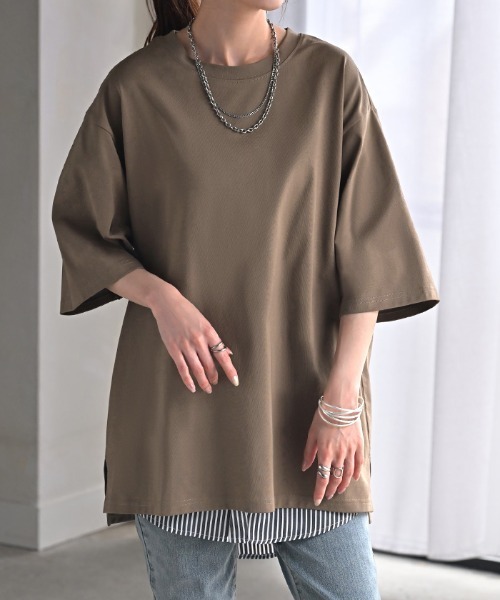 HUG.U(ハグユー)の「快適ドライ UVカットTシャツ(Tシャツ/カットソー・レディース・ホワイト/ダークグレー/モカ/オリーブ/ライトブルー/ブラック・FREE)」の16枚目の写真