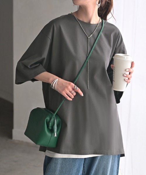 HUG.U(ハグユー)の「快適ドライ UVカットTシャツ(Tシャツ/カットソー・レディース・ホワイト/ダークグレー/モカ/オリーブ/ライトブルー/ブラック・FREE)」の18枚目の写真