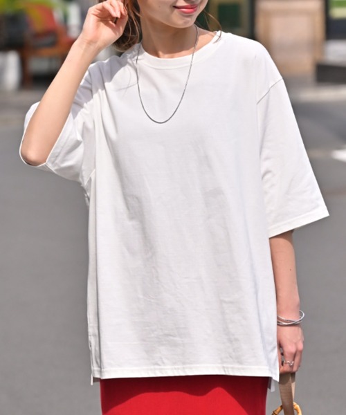 HUG.U(ハグユー)の「快適ドライ UVカットTシャツ(Tシャツ/カットソー・レディース・ホワイト/ダークグレー/モカ/オリーブ/ライトブルー/ブラック・FREE)」の13枚目の写真