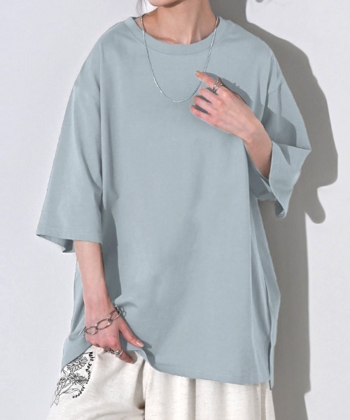 HUG.U(ハグユー)の「快適ドライ UVカットTシャツ(Tシャツ/カットソー・レディース・ホワイト/ダークグレー/モカ/オリーブ/ライトブルー/ブラック・FREE)」の21枚目の写真