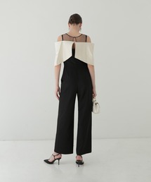 訳あり未使用LEJA 2WAYリボンビスチェビジューストーンパンツドレス LEJA LUXE】2WAYリボンビスチェビジューストーンパンツドレス