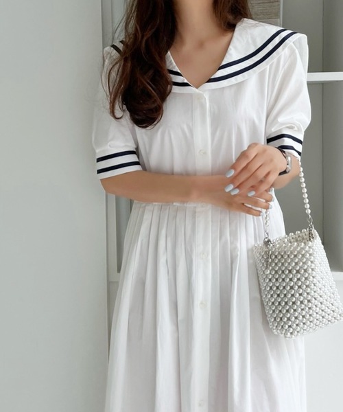 frunco(フランコ)の「セーラー襟ワンピース(ワンピース・レディース・ホワイト/ネイビー・FREE)」の18枚目の写真