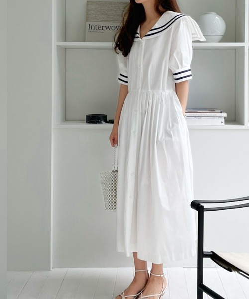 frunco(フランコ)の「セーラー襟ワンピース(ワンピース・レディース・ホワイト/ネイビー・FREE)」の17枚目の写真