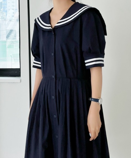 frunco(フランコ)の「セーラー襟ワンピース(ワンピース・レディース・ホワイト/ネイビー・FREE)」の13枚目の写真