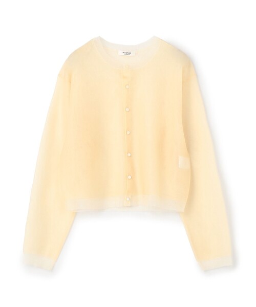 MACPHEE マカフィー　シアーレイヤー クルーネックカーディガン　 S シアーレイヤー クルーネックカーディガン（カーディガン/ボレロ