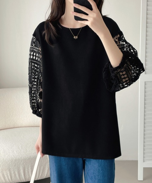 ABITOKYO(アビトーキョー)の「袖レース切替ブラウス(シャツ/ブラウス・レディース・ホワイト/ブラック・M/XL/L)」の13枚目の写真