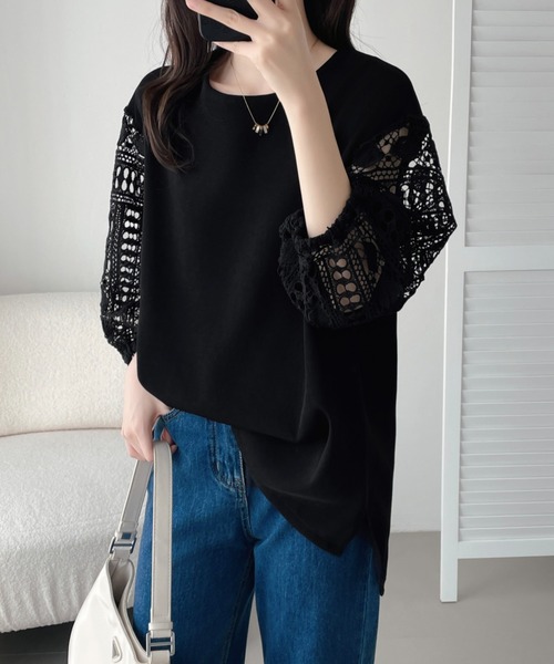 ABITOKYO(アビトーキョー)の「袖レース切替ブラウス(シャツ/ブラウス・レディース・ホワイト/ブラック・M/XL/L)」の15枚目の写真