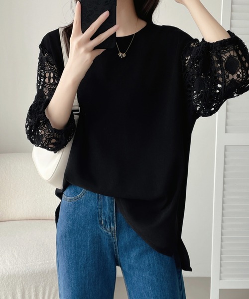ABITOKYO(アビトーキョー)の「袖レース切替ブラウス(シャツ/ブラウス・レディース・ホワイト/ブラック・M/XL/L)」の16枚目の写真