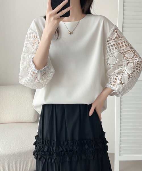 ABITOKYO(アビトーキョー)の「袖レース切替ブラウス(シャツ/ブラウス・レディース・ホワイト/ブラック・M/XL/L)」の10枚目の写真
