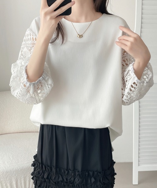 ABITOKYO(アビトーキョー)の「袖レース切替ブラウス(シャツ/ブラウス・レディース・ホワイト/ブラック・M/XL/L)」の11枚目の写真