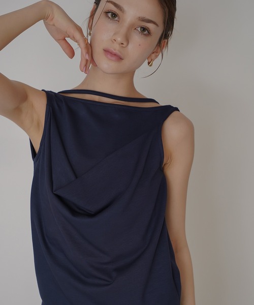 セール】ダブルドレープ ストラップネック プルオーバー（セットアップ