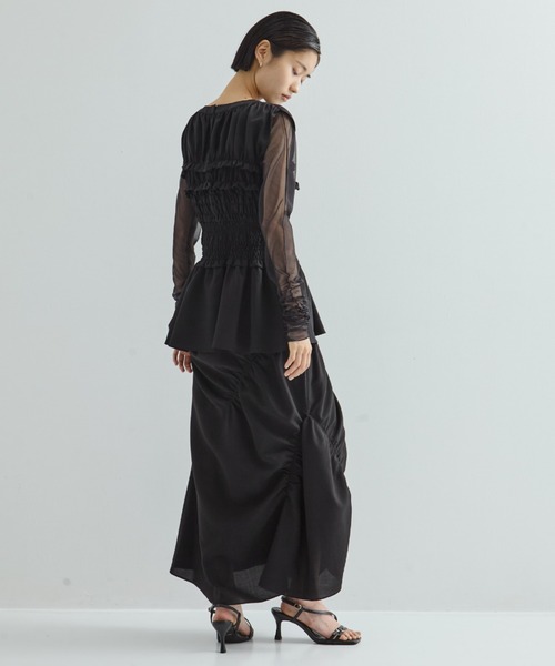 ブラウス シャツ 「STUDIOUS/ステュディオス」SHIRRING NO SLEEVE TOPS/シャーリングノースリーブトップス／フリル レディ STUDIOUS ブラウス シャツ 「STUDIOUS/ステュディオス」SHIRRING