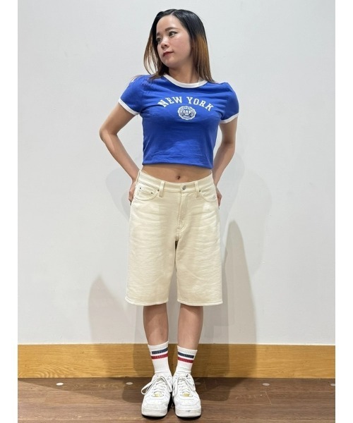 GAP(ギャップ)の「11インチ ミッドライズ フレンチテリーデニム ロングラインショートパンツ(デニムパンツ・レディース・ホワイト系その他/ブラック・M/S/XS/XXS/L)」の17枚目の写真