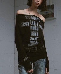 tシャツ 「Cest Nous」Off-shoulder ruched T-shirt / 「セヌー」オフショルダー半袖Tシャツ レディース Cest Nous｜セヌーのTシャツ/カットソー（オフショルダー）通販