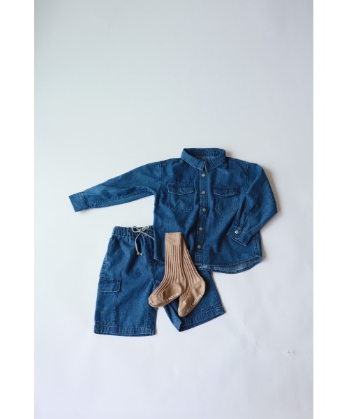 Catchup（ケチャップ）の「【Catchup】ライトオンスデニムカーゴショーツ（デニムパンツ・キッズ・ブルー/ネイビー・90㎝/100㎝/110㎝/120㎝/140㎝/150cm/130㎝）」の5枚目の写真