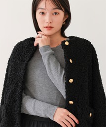 ノーカラージャケット（ブラック/黒色系）ファッション通販