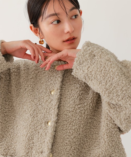 UR'S（ユアーズ）の「ボアノーカラーゴールド釦ジャケット（ノーカラージャケット・レディース・ブラウン/ライトベージュ/ブラック・L/M/S）」の18枚目の写真