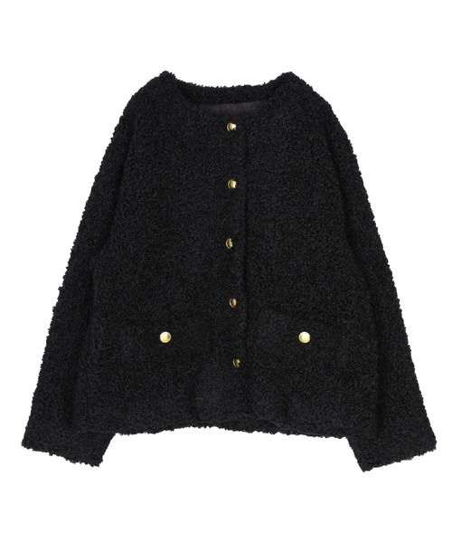 UR'S（ユアーズ）の「ボアノーカラーゴールド釦ジャケット（ノーカラージャケット・レディース・ブラウン/ライトベージュ/ブラック・L/M/S）」の20枚目の写真