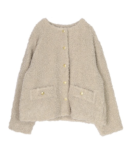 UR'S（ユアーズ）の「ボアノーカラーゴールド釦ジャケット（ノーカラージャケット・レディース・ブラウン/ライトベージュ/ブラック・L/M/S）」の22枚目の写真