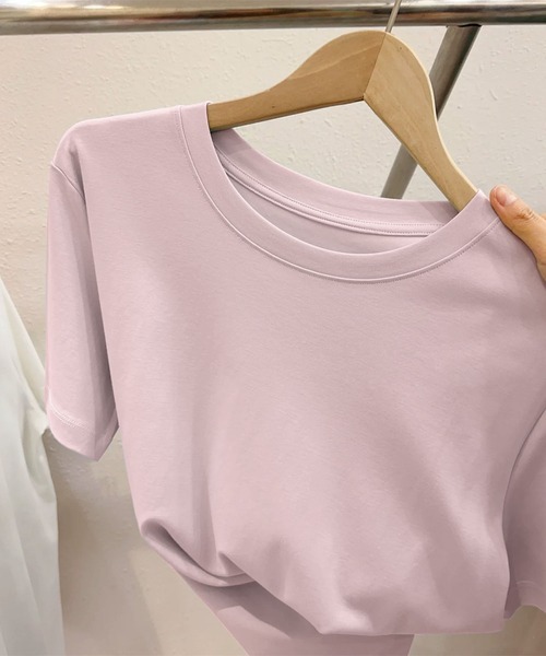 BANICO(バニコ)の「カラーバリエーションベーシックTシャツ (SS)(Tシャツ/カットソー・レディース・ブルー/杢グレー/ブラック/ライトベージュ/パープル/ピンク・FREE)」の1枚目の写真