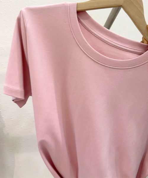BANICO(バニコ)の「カラーバリエーションベーシックTシャツ (SS)(Tシャツ/カットソー・レディース・ブルー/杢グレー/ブラック/ライトベージュ/パープル/ピンク・FREE)」の6枚目の写真