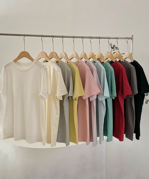 BANICO(バニコ)の「カラーバリエーションベーシックTシャツ (SS)(Tシャツ/カットソー・レディース・ブルー/杢グレー/ブラック/ライトベージュ/パープル/ピンク・FREE)」の14枚目の写真