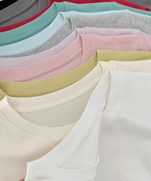 BANICO(バニコ)の「カラーバリエーションベーシックTシャツ (SS)(Tシャツ/カットソー・レディース・ブルー/杢グレー/ブラック/ライトベージュ/パープル/ピンク・FREE)」の11枚目の写真