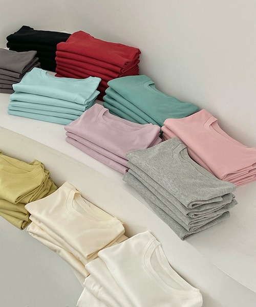 BANICO(バニコ)の「カラーバリエーションベーシックTシャツ (SS)(Tシャツ/カットソー・レディース・ブルー/杢グレー/ブラック/ライトベージュ/パープル/ピンク・FREE)」の8枚目の写真