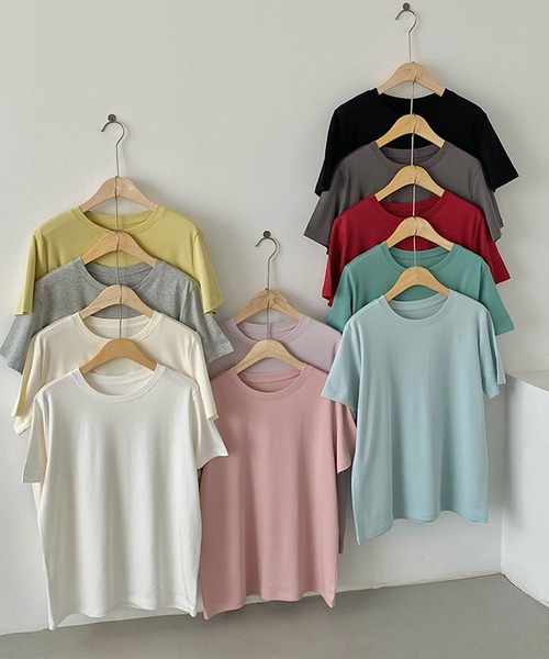 BANICO(バニコ)の「カラーバリエーションベーシックTシャツ (SS)(Tシャツ/カットソー・レディース・ブルー/杢グレー/ブラック/ライトベージュ/パープル/ピンク・FREE)」の15枚目の写真