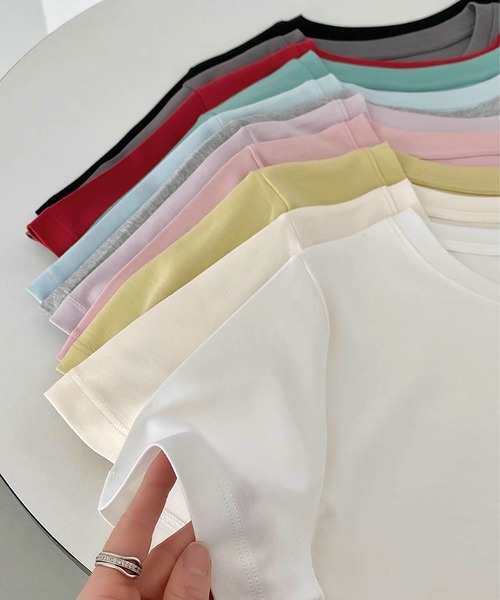 BANICO(バニコ)の「カラーバリエーションベーシックTシャツ (SS)(Tシャツ/カットソー・レディース・ブルー/杢グレー/ブラック/ライトベージュ/パープル/ピンク・FREE)」の9枚目の写真