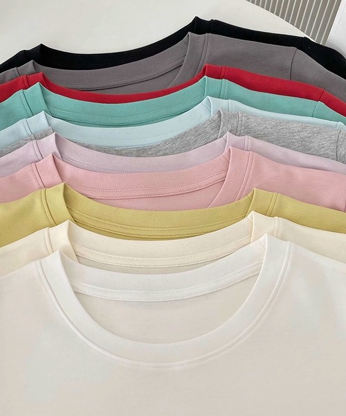 BANICO(バニコ)の「カラーバリエーションベーシックTシャツ (SS)(Tシャツ/カットソー・レディース・ブルー/杢グレー/ブラック/ライトベージュ/パープル/ピンク・FREE)」の10枚目の写真