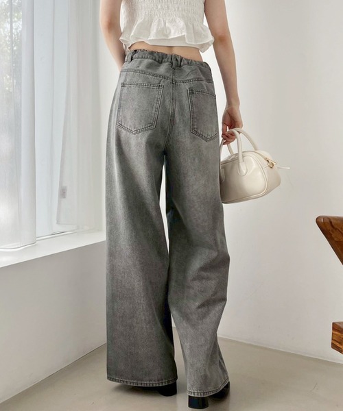 one after another NICE CLAUP(ワンアフターアナザーナイスクラップ)の「【ウエストサイズ調整可能】ワイドデニムパンツ(デニムパンツ・レディース・ブルー/グレー/ブルー系その他・SMALL/MEDIUM)」の7枚目の写真