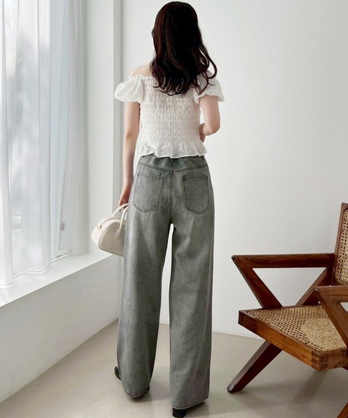 one after another NICE CLAUP(ワンアフターアナザーナイスクラップ)の「【ウエストサイズ調整可能】ワイドデニムパンツ(デニムパンツ・レディース・ブルー/グレー/ブルー系その他・SMALL/MEDIUM)」の6枚目の写真